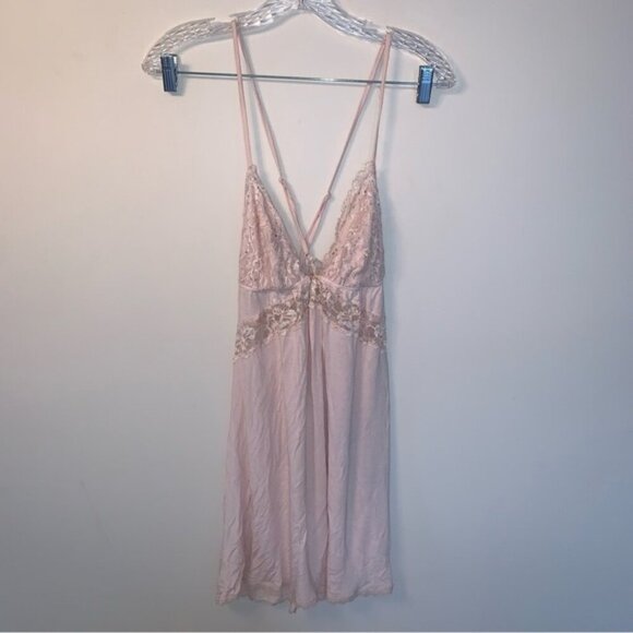 Victoria's Secret Other - Victoria's Secret Pink Lace Chemise with Spaghetti Straps